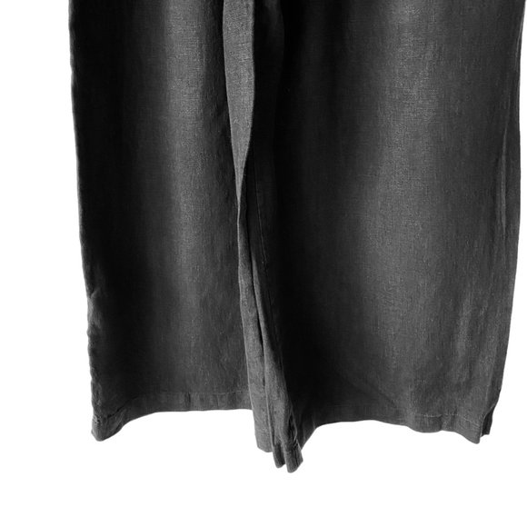 Road To Bohemia Black Linen Pull On Wide Leg High Rise Culottes Cropped Pants - Picture 8 of 14
